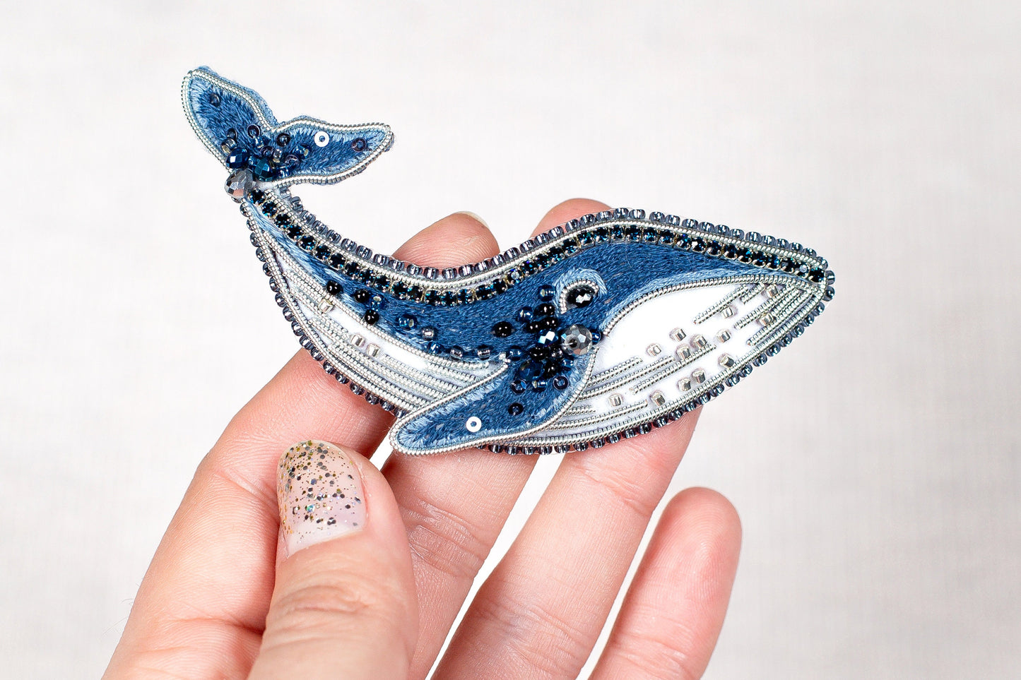 Blue Whale Bead embroidery kit. Seed Bead Brooch kit. DIY Craft kit. Beadweaving Kit. Needlework beading. Handmade Jewelry Making Kit