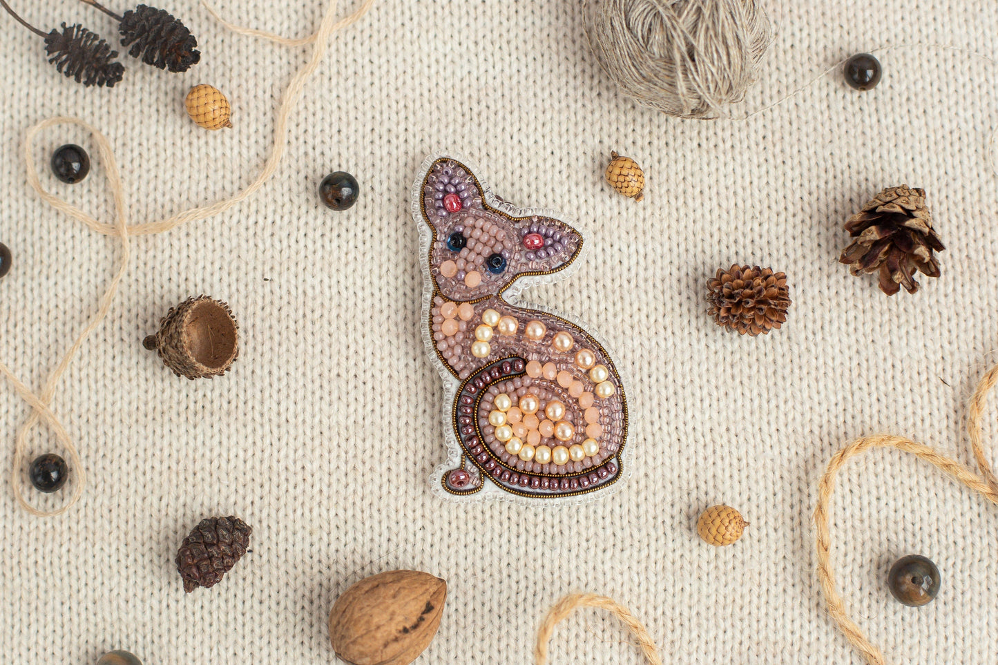 Sphinx Cat Bead embroidery kit. Seed Bead Brooch kit. DIY Craft kit. Beadweaving Kit. Needlework beading. Handmade Jewelry Making Kit
