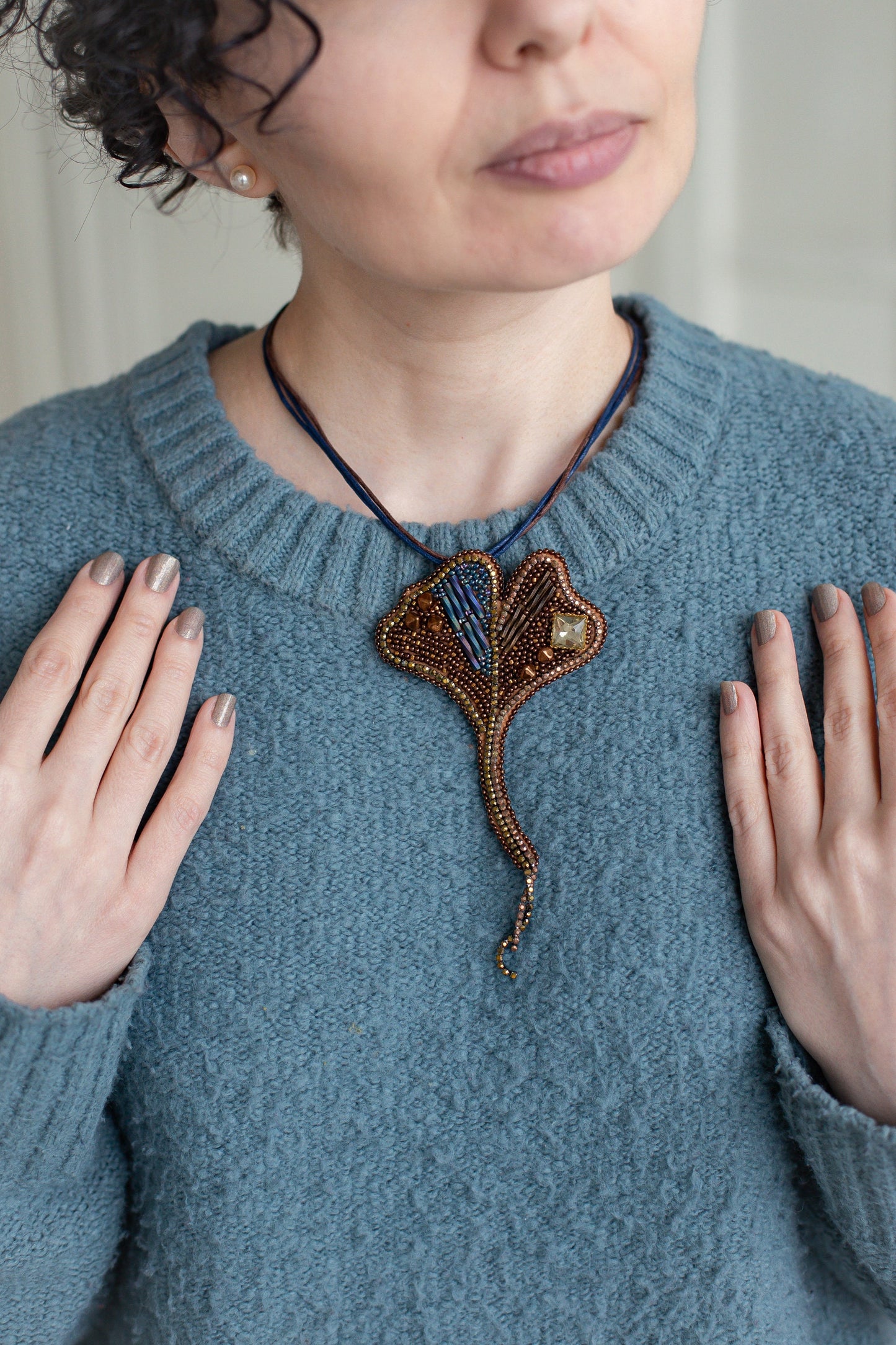 Ginkgo Leaf Bead embroidery kit. Seed Bead Brooch kit. DIY Craft kit. Beadweaving Kit. Needlework beading. Handmade Jewelry Making Kit