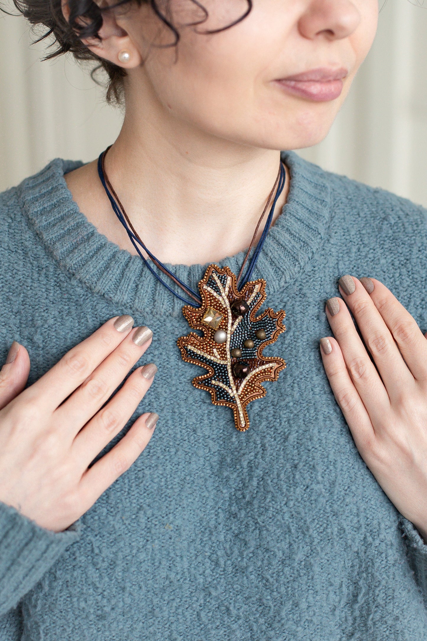 Oak Leaf Bead embroidery kit. Seed Bead Brooch kit. DIY Craft kit. Beading kit. Needlework beading. Handmade Jewelry Making Kit