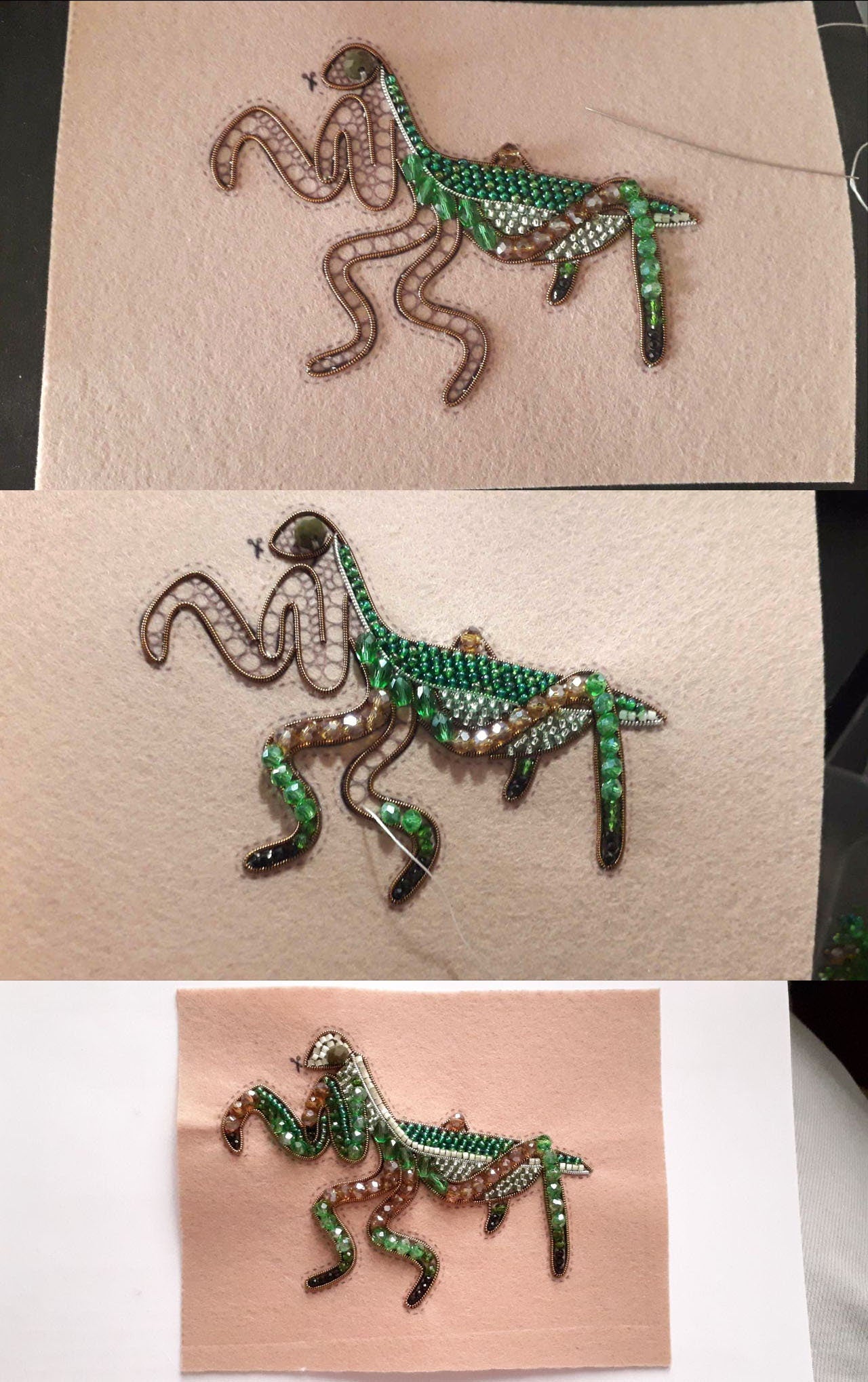 Praying Mantis DIY Beaded Brooch Kit, Praying Mantis craft kit, Jewelry Making Kit, Seed beed kit
