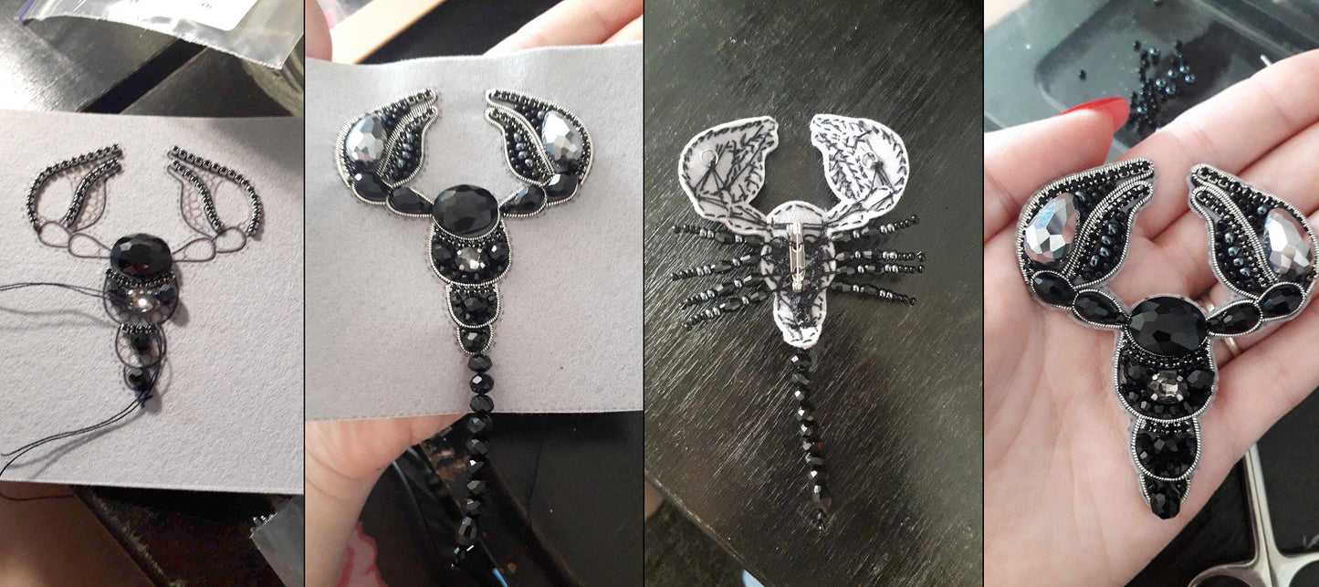 Scorpion DIY Bead Embroidery Kit. Bead Brooch kit. Seed Bead Brooch kit. DIY Craft kit. Beadweaving Kit. Needlework beading