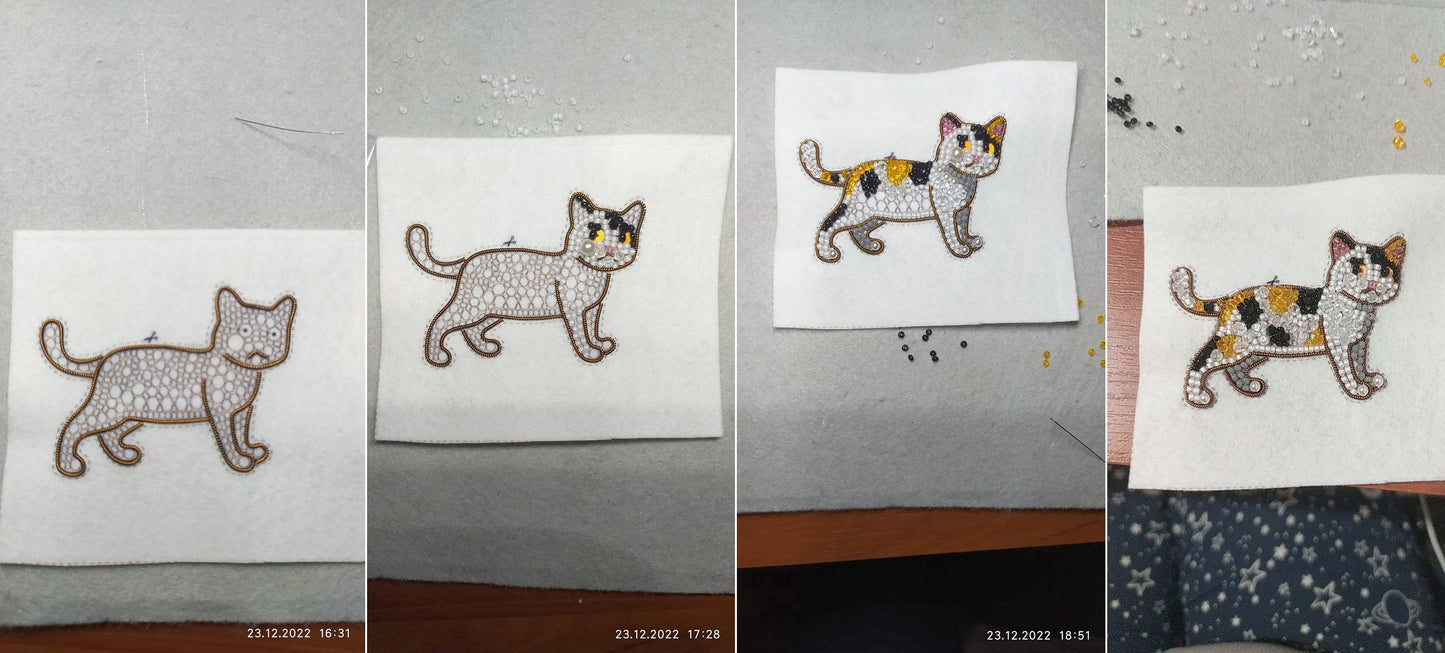 Calico Cat Bead embroidery kit. Seed Bead Brooch kit. DIY Craft kit. Beadweaving Kit. Needlework beading. Handmade Jewelry Making Kit