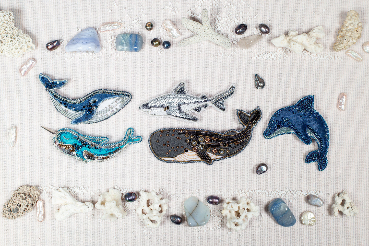 Dolphin Bead embroidery kit. Seed Bead Brooch kit. DIY Craft kit. Beadweaving Kit. Needlework beading. Handmade Jewelry Making Kit