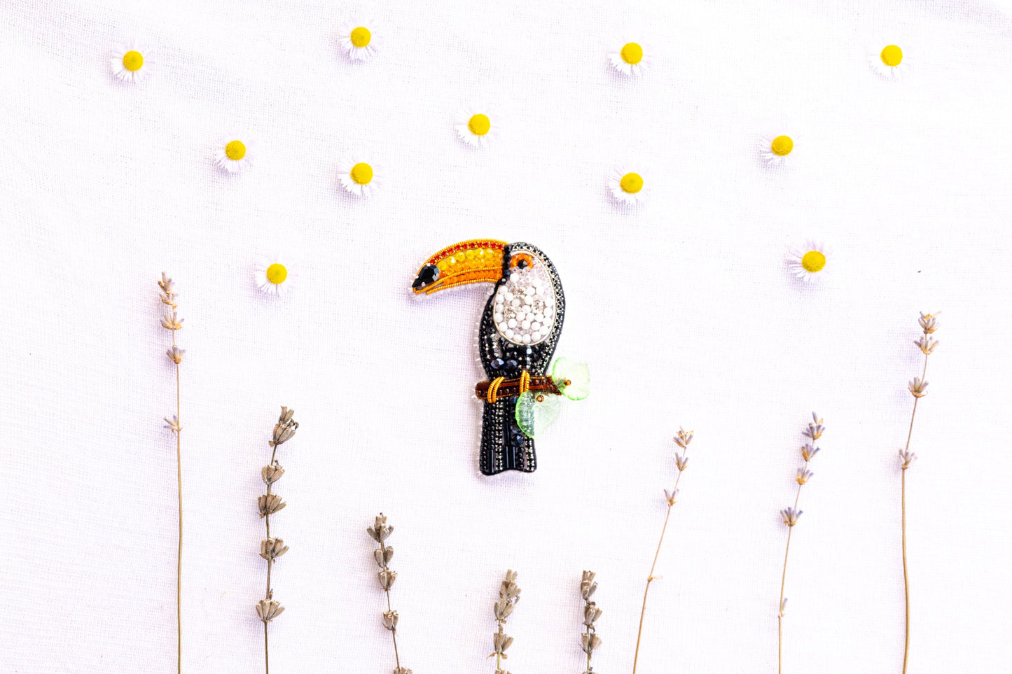 Toucan Bead embroidery kit. Seed Bead Brooch kit. DIY Craft kit. Bird beading kit. Needlework beading. Handmade Jewelry Making Kit