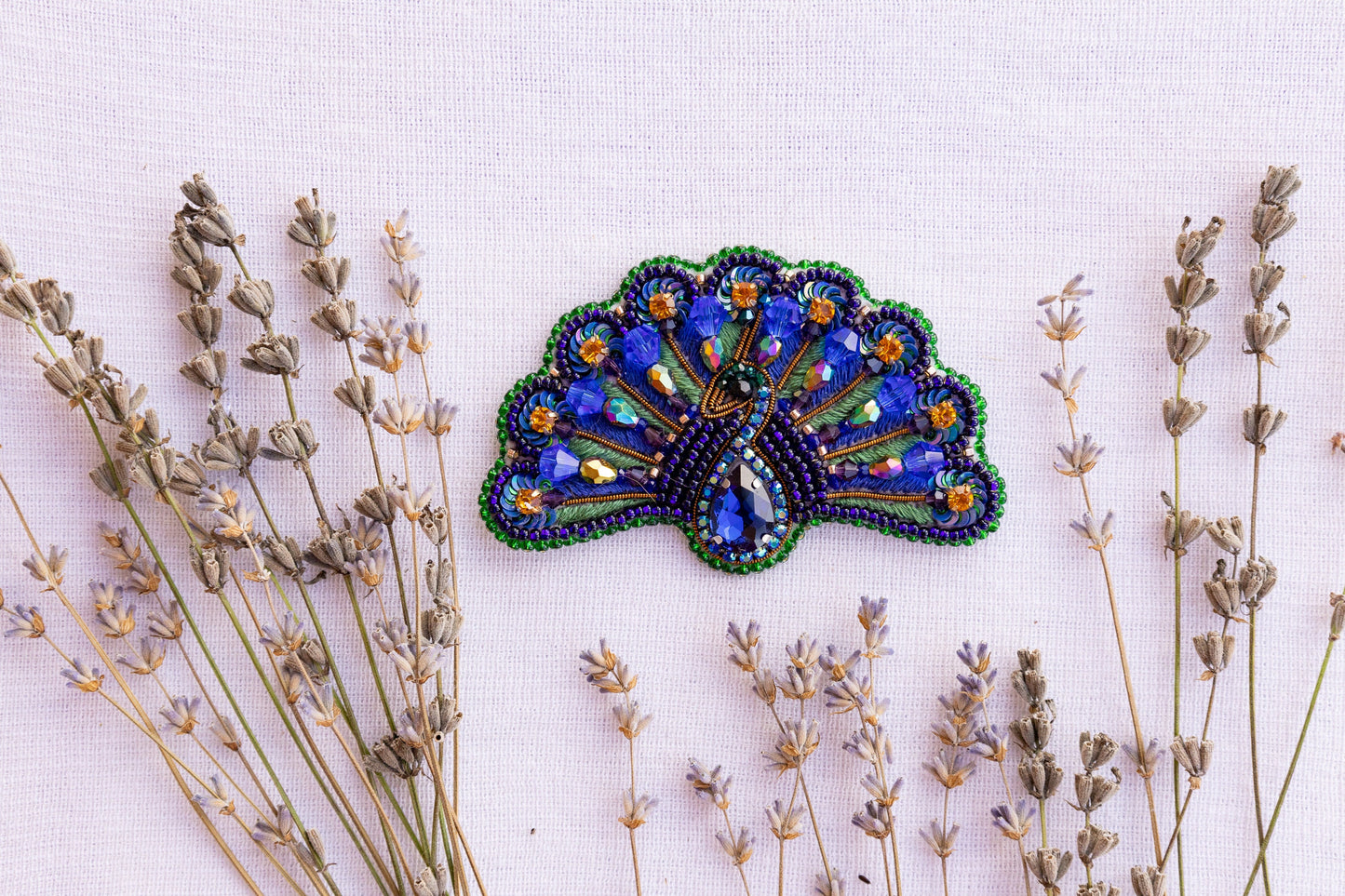 Peacock Bead embroidery kit. Seed Bead Brooch kit. DIY Craft kit. Bird beading kit. Needlework beading. Handmade Jewelry Making Kit