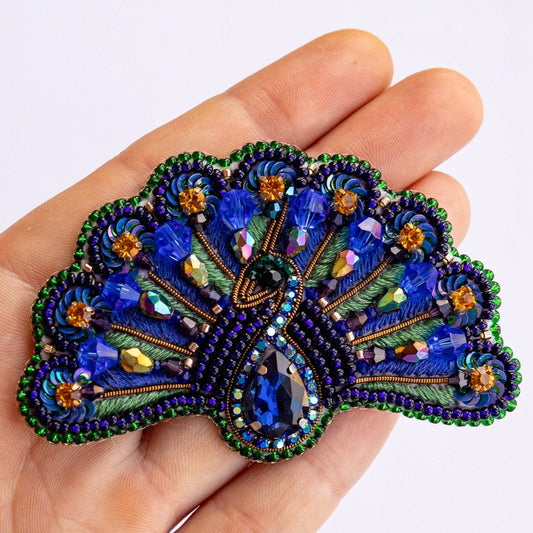 Peacock Bead embroidery kit. Seed Bead Brooch kit. DIY Craft kit. Bird beading kit. Needlework beading. Handmade Jewelry Making Kit