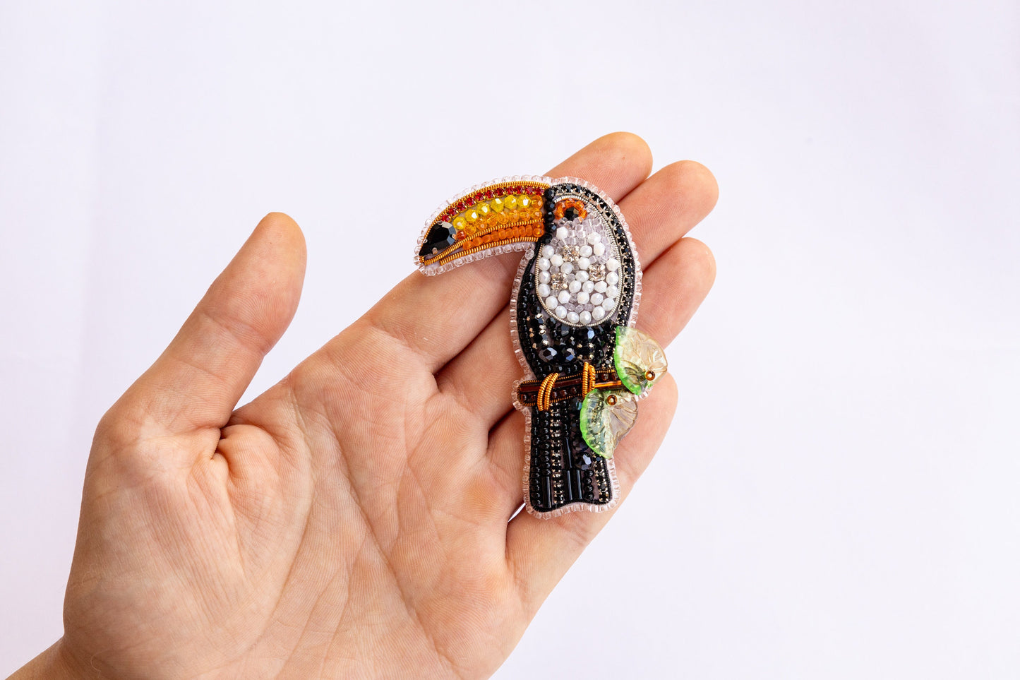 Toucan Bead embroidery kit. Seed Bead Brooch kit. DIY Craft kit. Bird beading kit. Needlework beading. Handmade Jewelry Making Kit