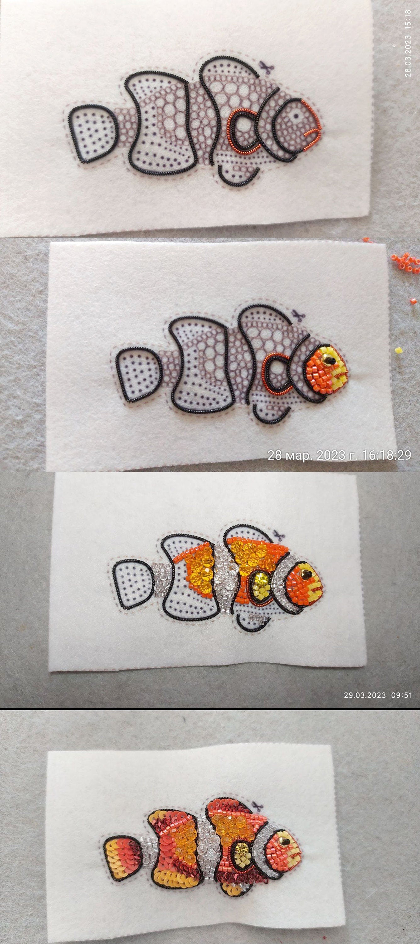 Clown Fish Bead embroidery kit. Seed Bead Brooch kit. DIY Craft kit. Beadweaving Kit. Needlework beading. Handmade Jewelry Making Kit