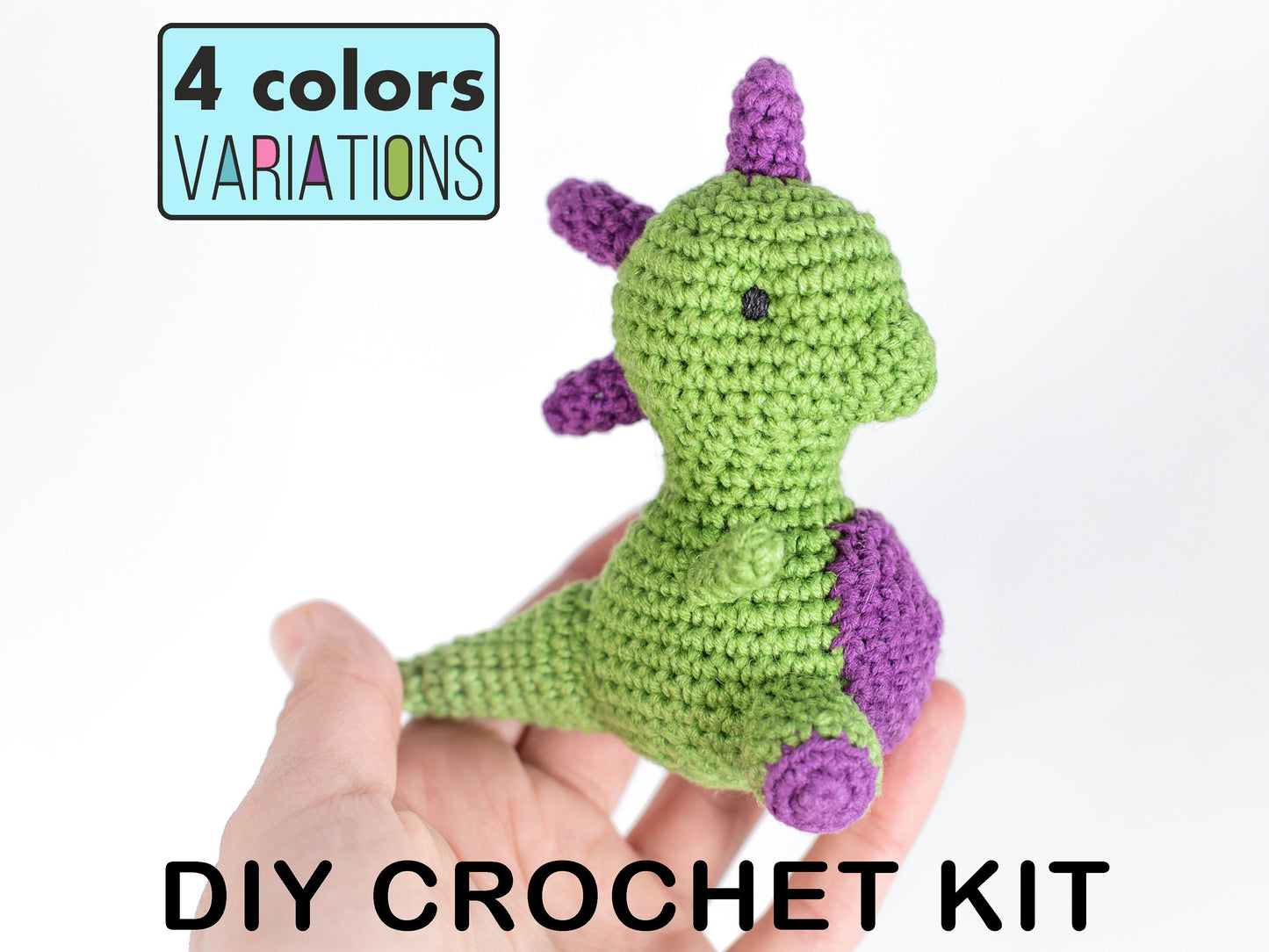 Crochet Kit for Adults Dinosaur, Beginner Crochet Kit, Animal Amigurumi DIY Craft Kit
