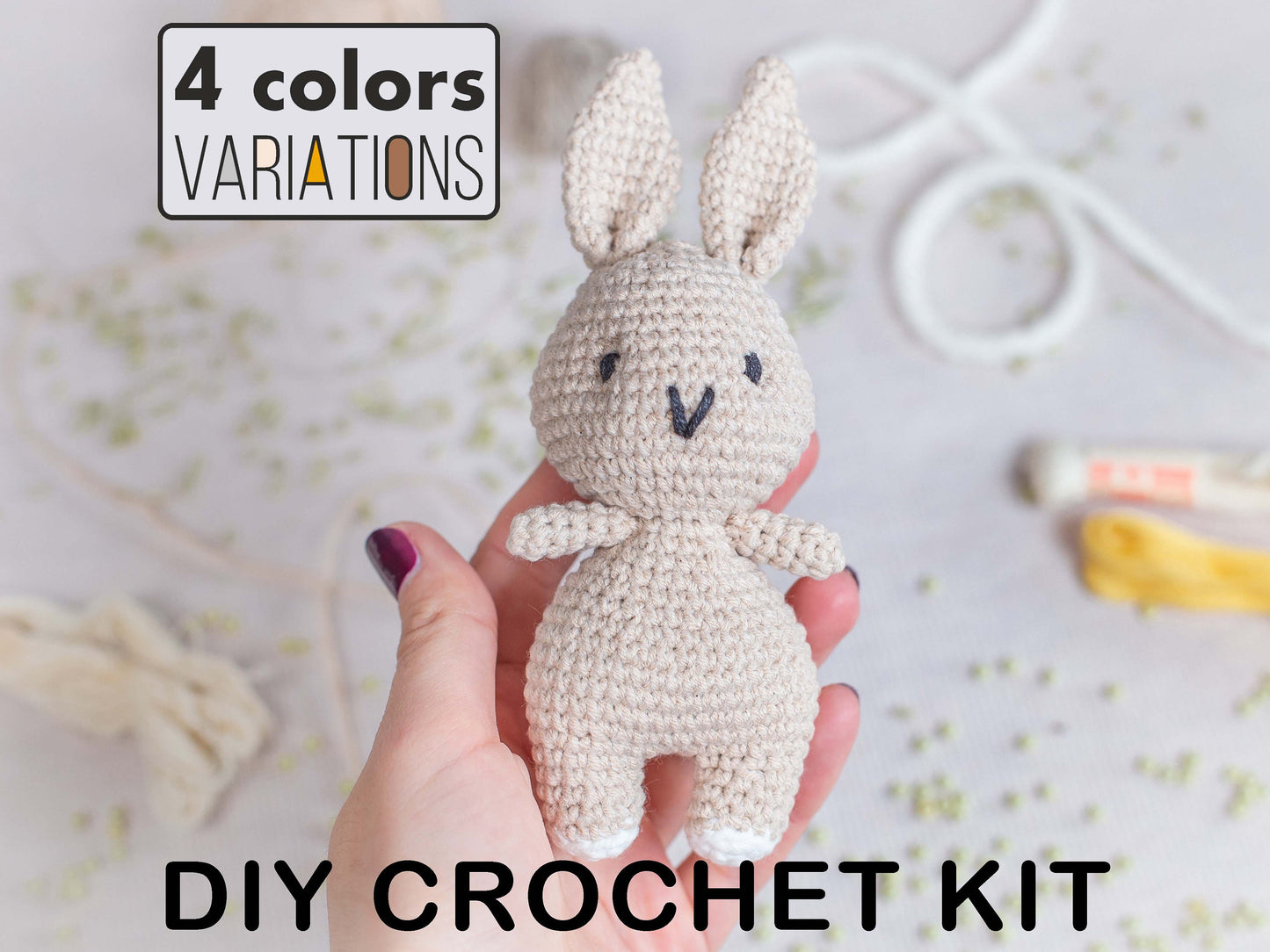 Crochet Kit for Adults Bunny, Beginner Crochet Kit, Animal Amigurumi DIY Craft Kit