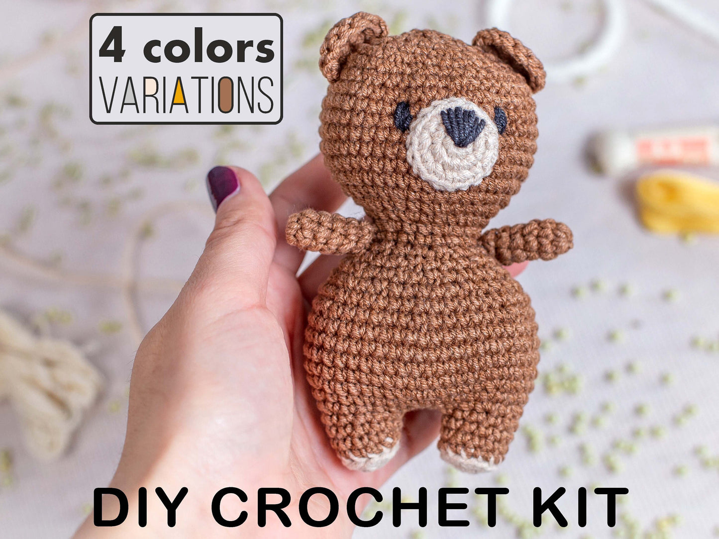 Crochet Kit for Adults Teddy Bear, Beginner Crochet Kit, Animal Amigurumi DIY Craft Kit