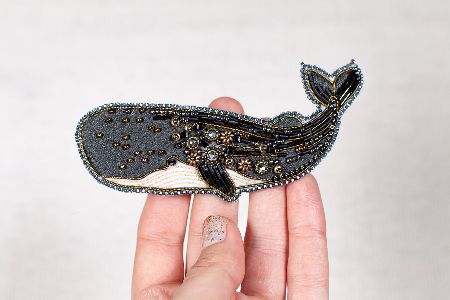 Set of 5 - Whale, Dolphin, Cachalot, Narwhale, Shark - Bead embroidery kits. Seed Bead Brooch kits. DIY Craft kits. Beadweaving Kits