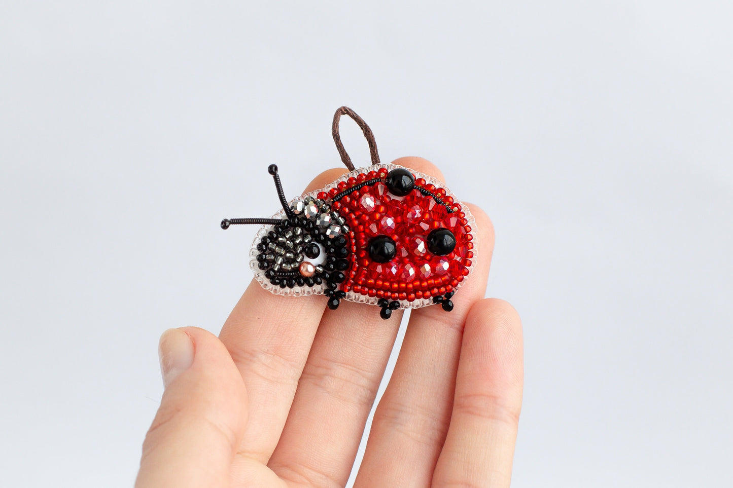 Ladybug Bead embroidery kit. Seed Bead Brooch kit. DIY Craft kit. Beadweaving Kit. Needlework beading. Handmade Jewelry Making Kit
