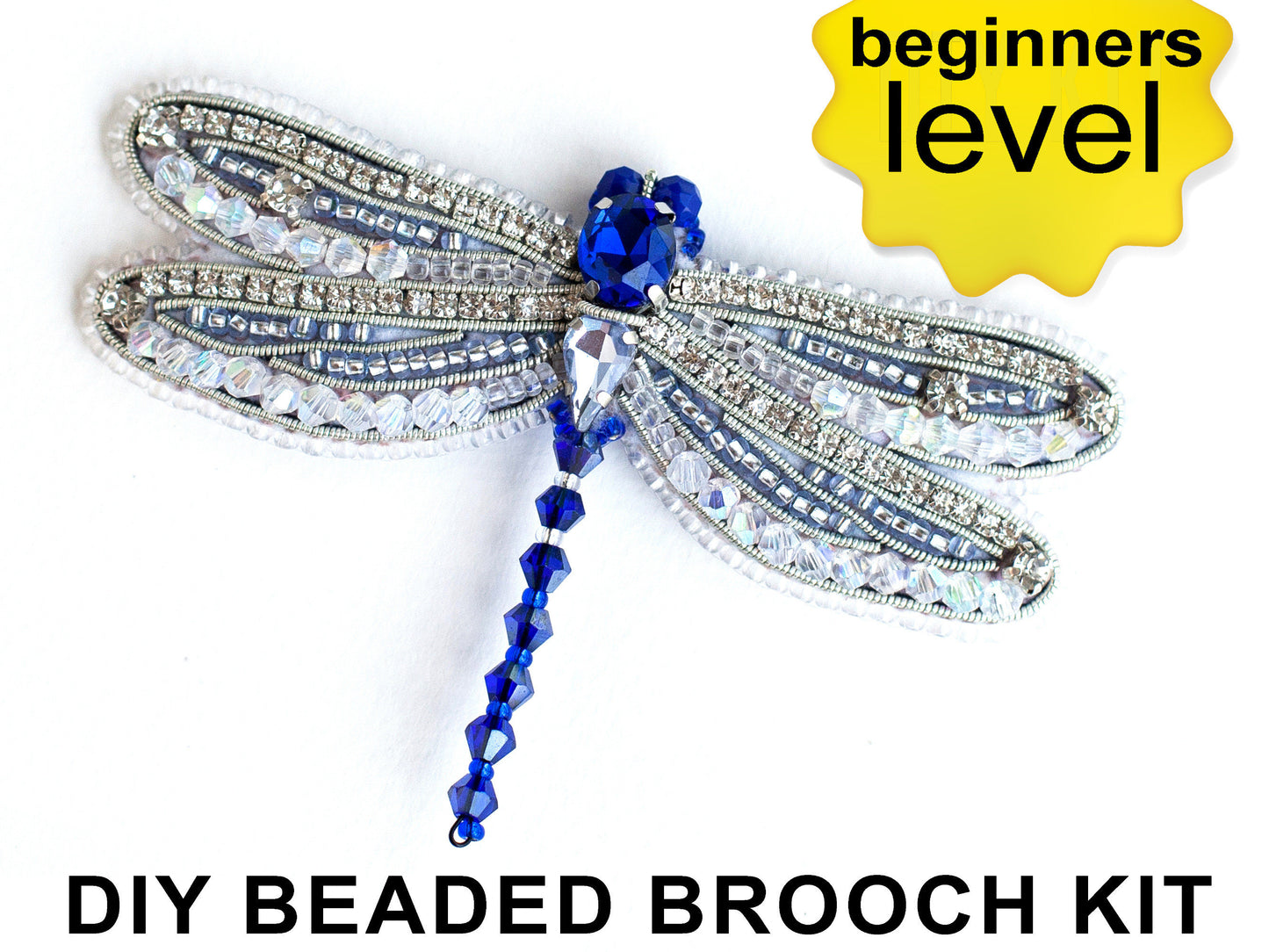 Dragonfly Bead embroidery kit. Seed Bead Brooch kit. DIY Craft kit. Beading kit. Needlework beading. Handmade Jewelry Making Kit