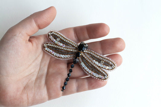 Dragonfly Bead embroidery kit. Seed Bead Brooch kit. DIY Craft kit. Beading kit. Needlework beading. Handmade Jewelry Making Kit