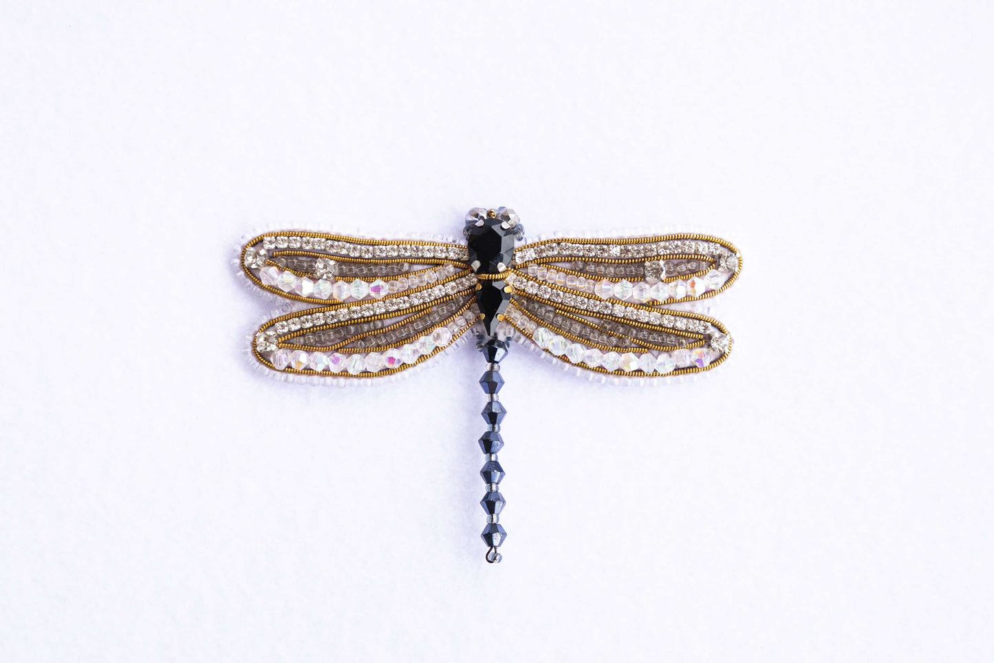 Dragonfly Bead embroidery kit. Seed Bead Brooch kit. DIY Craft kit. Beading kit. Needlework beading. Handmade Jewelry Making Kit