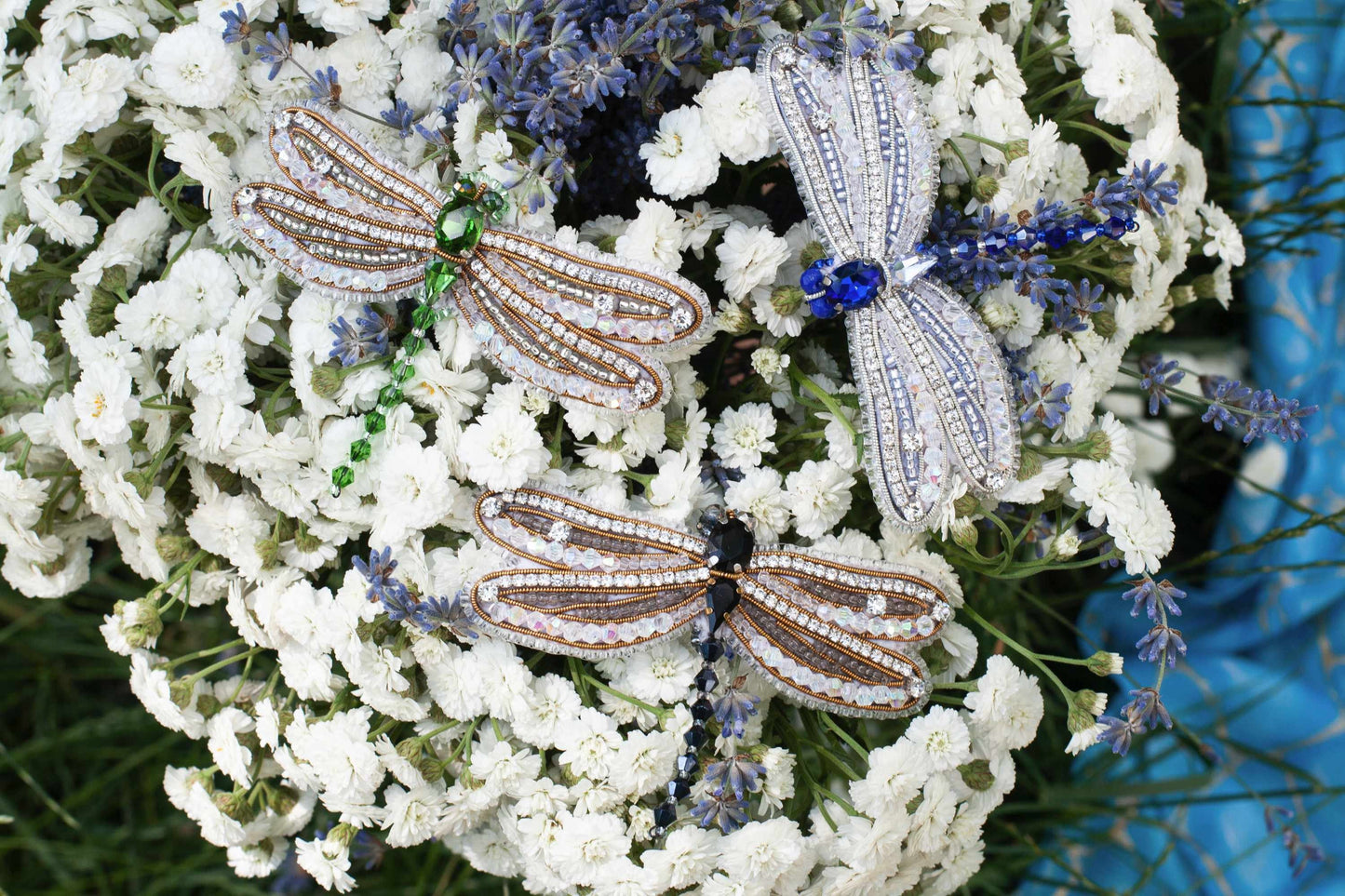 Set of 3 DIY Beaded Brooches Kits, Craft kits, Beaded Dragonflies Brooches, Jewelry Making Kits for Adults, Bead embroidery kits
