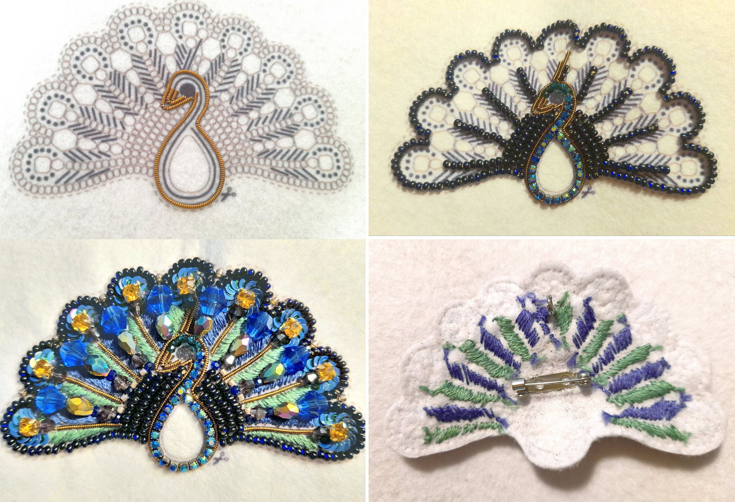 Peacock Bead embroidery kit. Seed Bead Brooch kit. DIY Craft kit. Bird beading kit. Needlework beading. Handmade Jewelry Making Kit