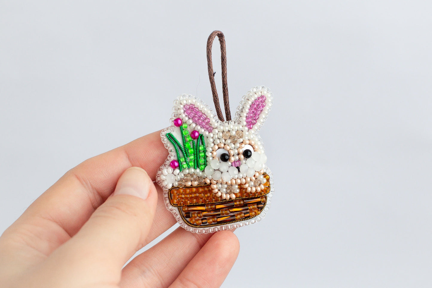 Set of 4 Easter Bunny DIY Beaded Brooches Kits, Craft kits, Beaded Easter Bunny Brooches, Jewelry Making Kits for Adults