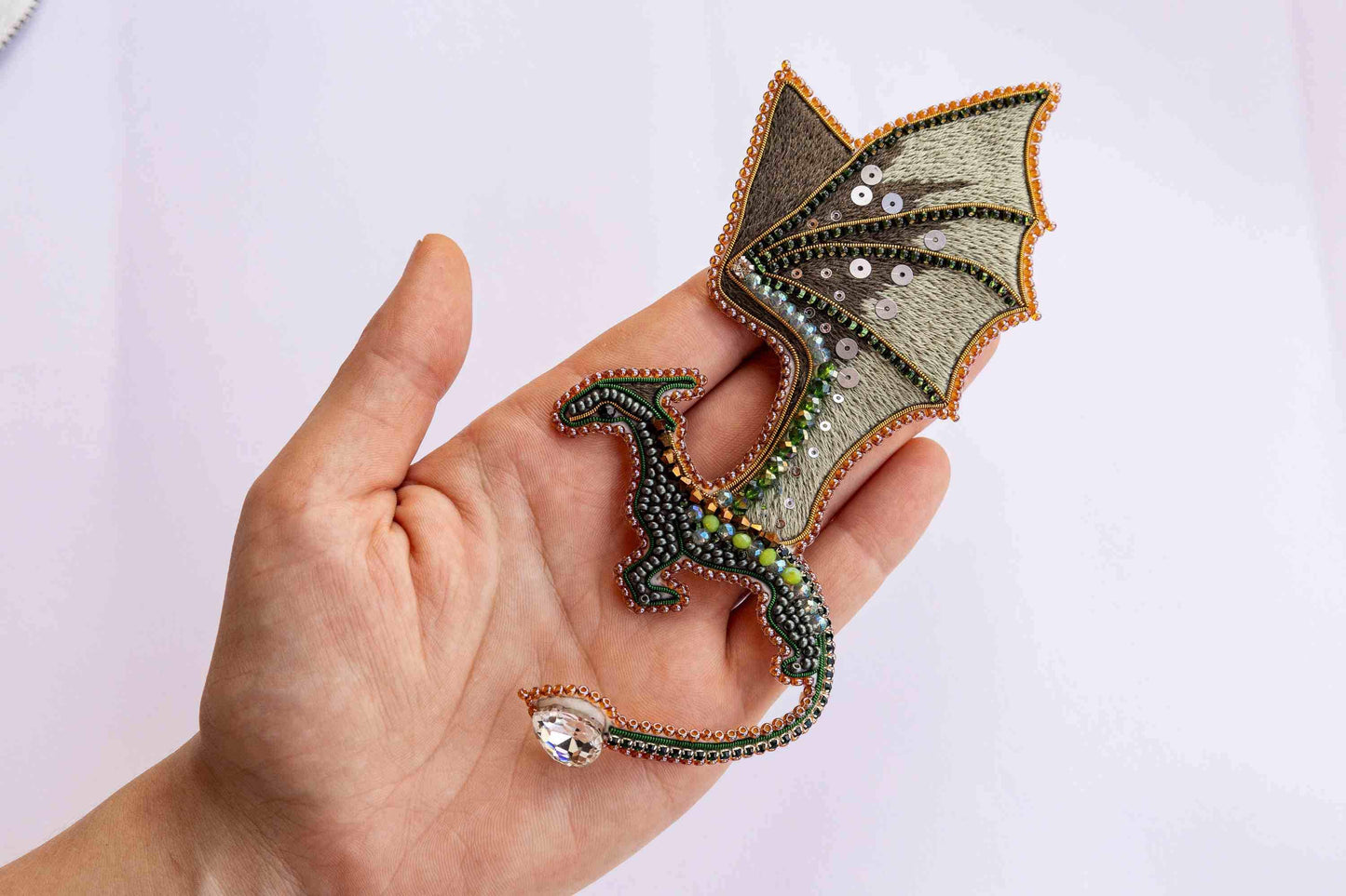 Dragon Bead embroidery kit. Seed Bead Brooch kit. DIY Craft kit. Beading kit. Needlework beading. Handmade Jewelry Making Kit