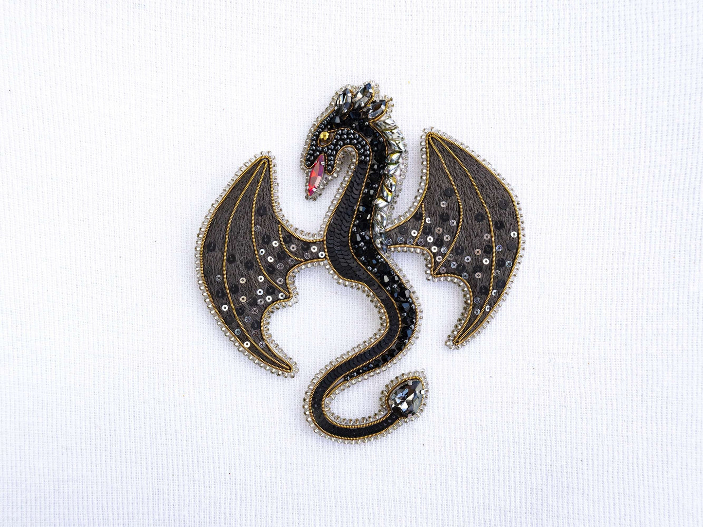 Set of 4 DIY Beaded Brooches Kits, Craft kits, Beaded Dragons Brooches, Jewelry Making Kits for Adults, Needlework beading