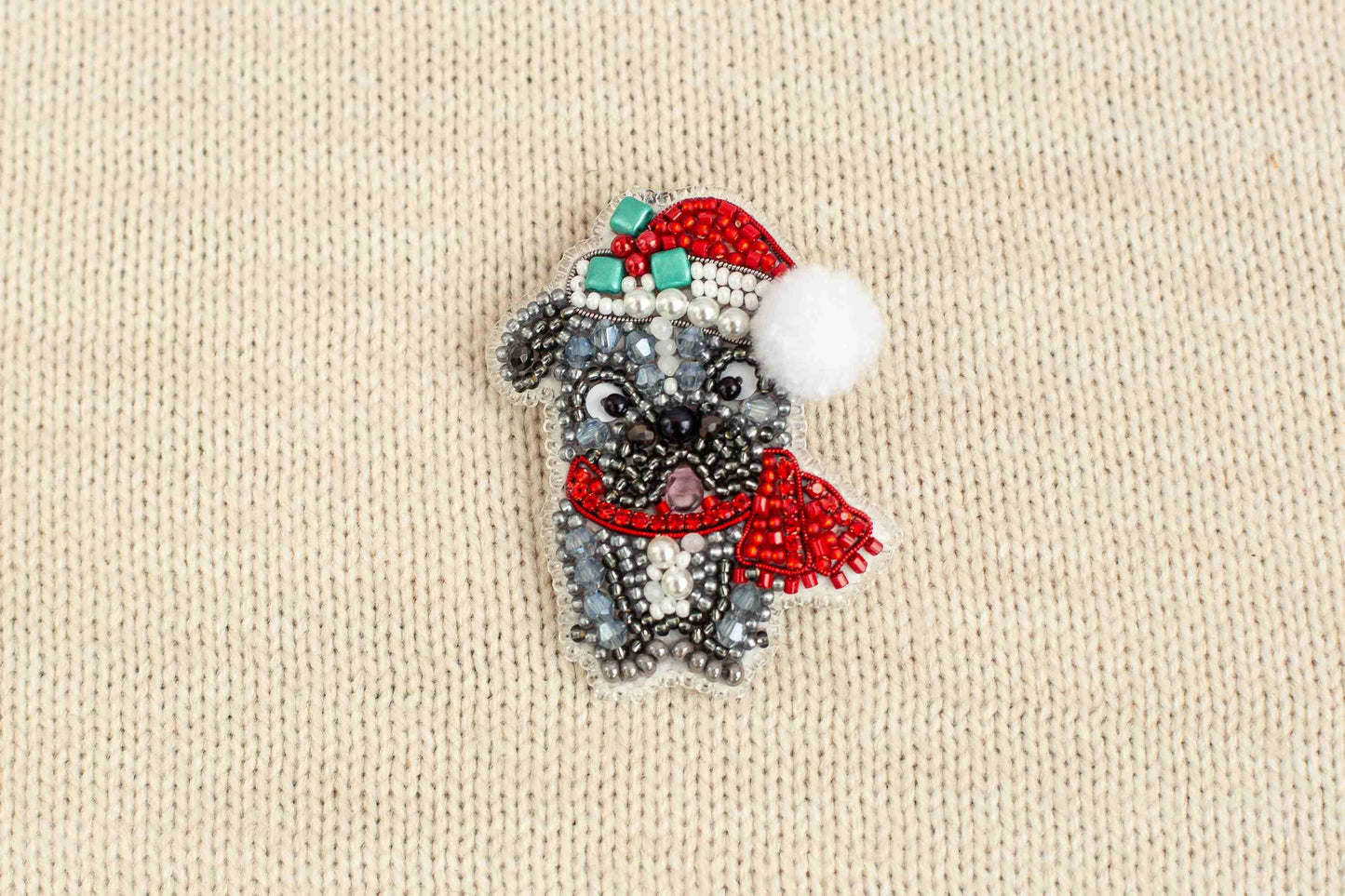 Set of 5 Christmas Dogs DIY Beaded Brooches Kits, Craft kits, Beaded Dog Brooches, Jewelry Making Kits for Adults, Needlework beading