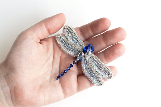 Dragonfly Bead embroidery kit. Seed Bead Brooch kit. DIY Craft kit. Beading kit. Needlework beading. Handmade Jewelry Making Kit