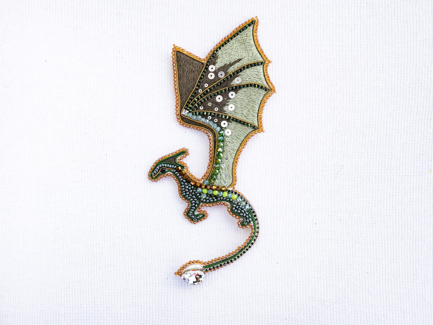 Dragon Bead embroidery kit. Seed Bead Brooch kit. DIY Craft kit. Beading kit. Needlework beading. Handmade Jewelry Making Kit