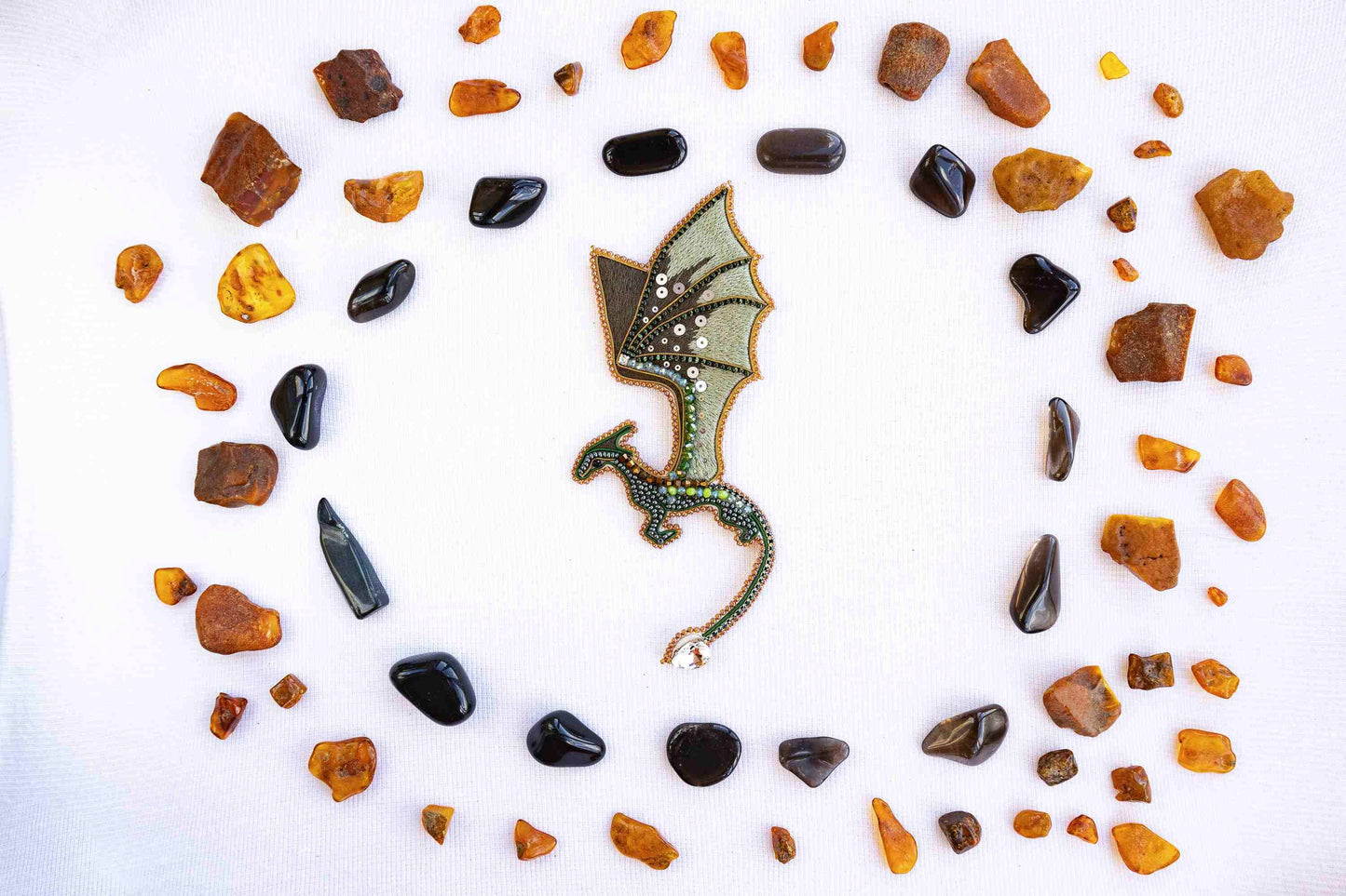 Dragon Bead embroidery kit. Seed Bead Brooch kit. DIY Craft kit. Beading kit. Needlework beading. Handmade Jewelry Making Kit