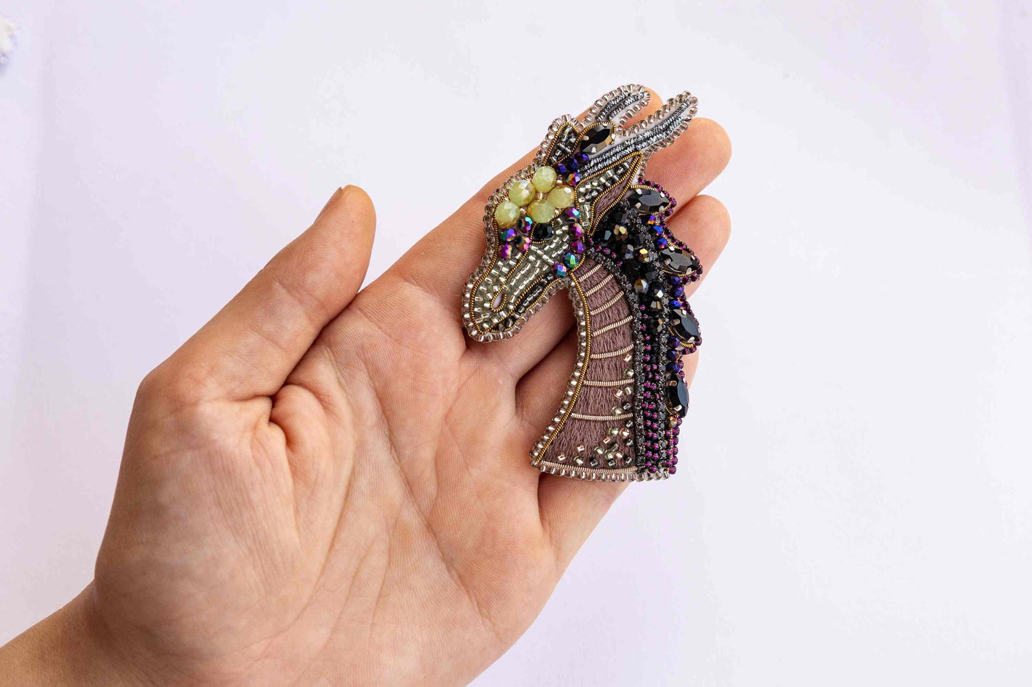Dragon Bead embroidery kit. Seed Bead Brooch kit. DIY Craft kit. Beading kit. Needlework beading. Handmade Jewelry Making Kit