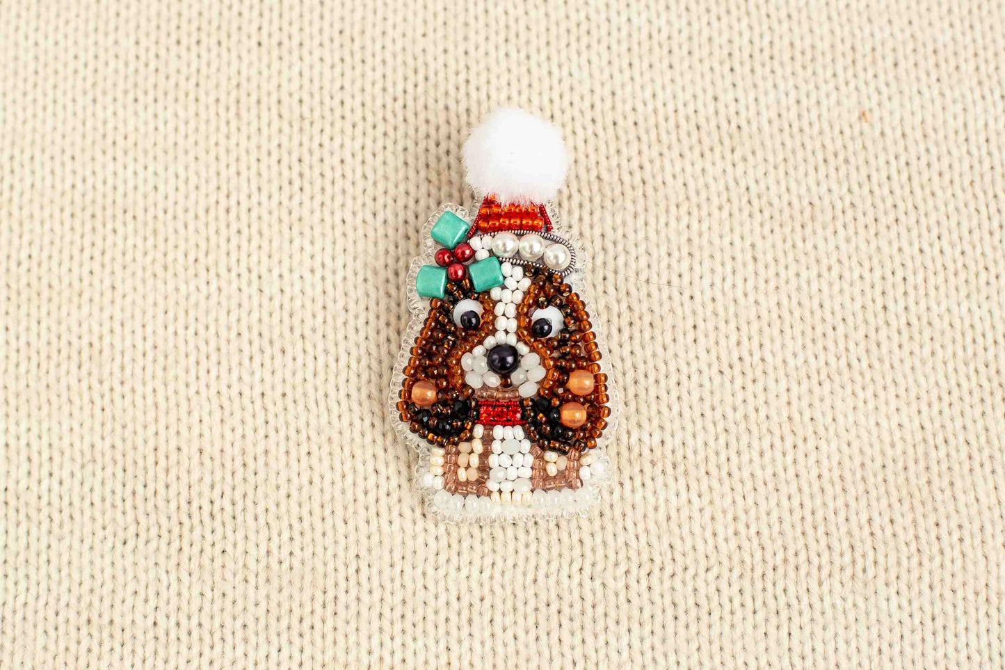 Set of 5 Christmas Dogs DIY Beaded Brooches Kits, Craft kits, Beaded Dog Brooches, Jewelry Making Kits for Adults, Needlework beading
