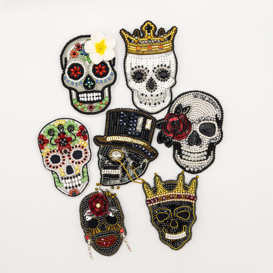 Set of 7 DIY Beaded Brooches Kits, Craft kits, Beaded Skull Brooches, Jewelry Making Kits for Adults, Needlework beading, Los Muertos
