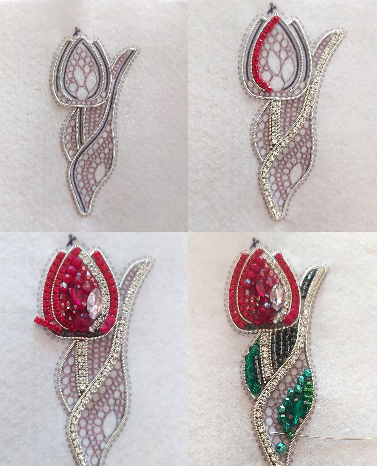 Tulip Flower Bead embroidery kit. Seed Bead Brooch kit. DIY Craft kit. Beading kit. Needlework beading. Handmade Jewelry Making Kit