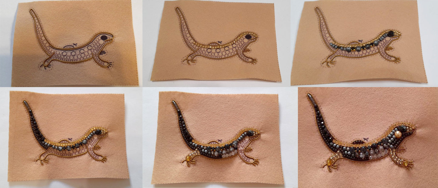 Gecko Bead embroidery kit. Seed Bead Brooch kit. DIY Craft kit. Beading kit. Needlework beading. Handmade Jewelry Making Kit