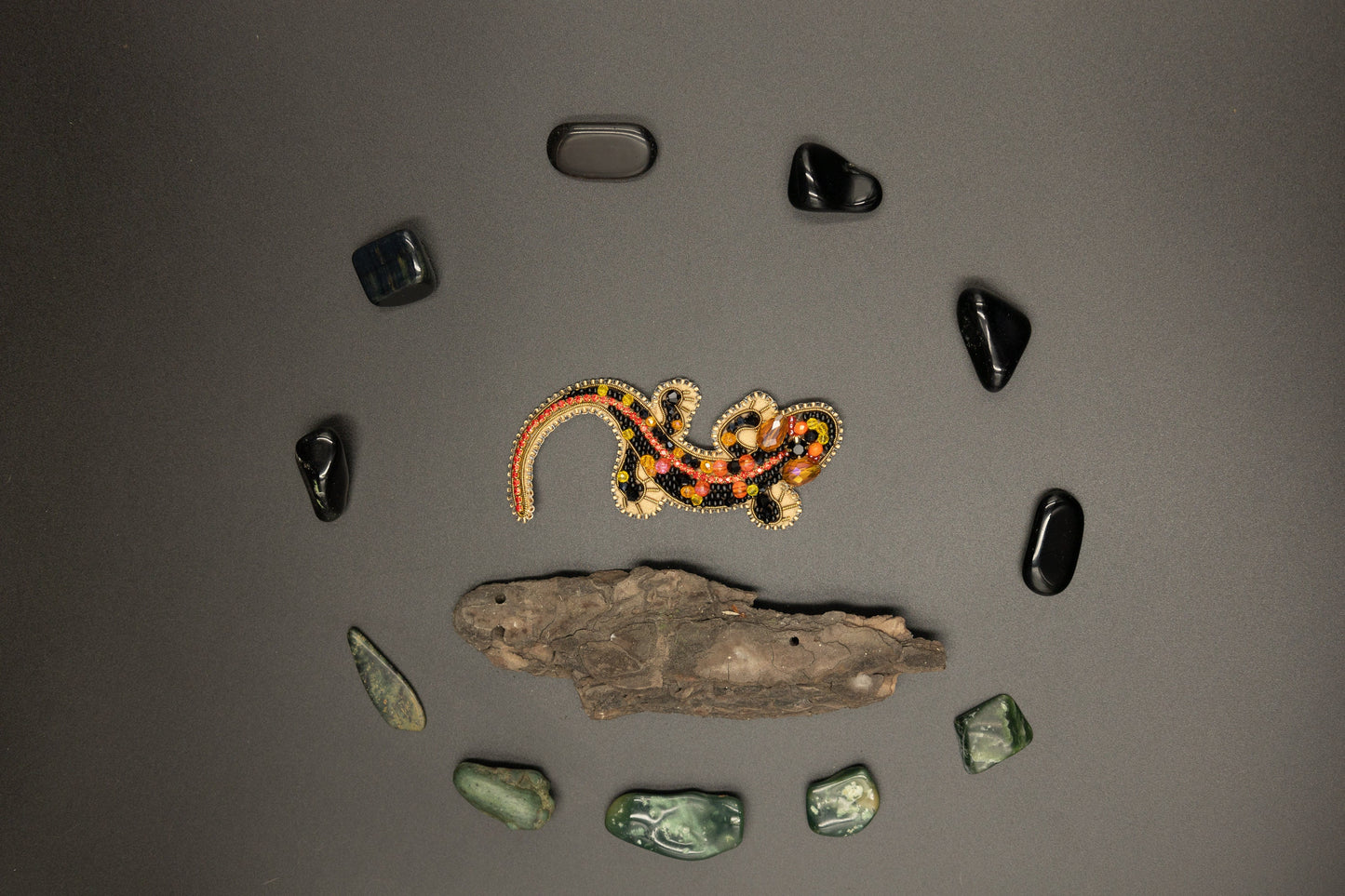 Salamander Bead embroidery kit. Seed Bead Brooch kit. DIY Craft kit. Beading kit. Needlework beading. Handmade Jewelry Making Kit