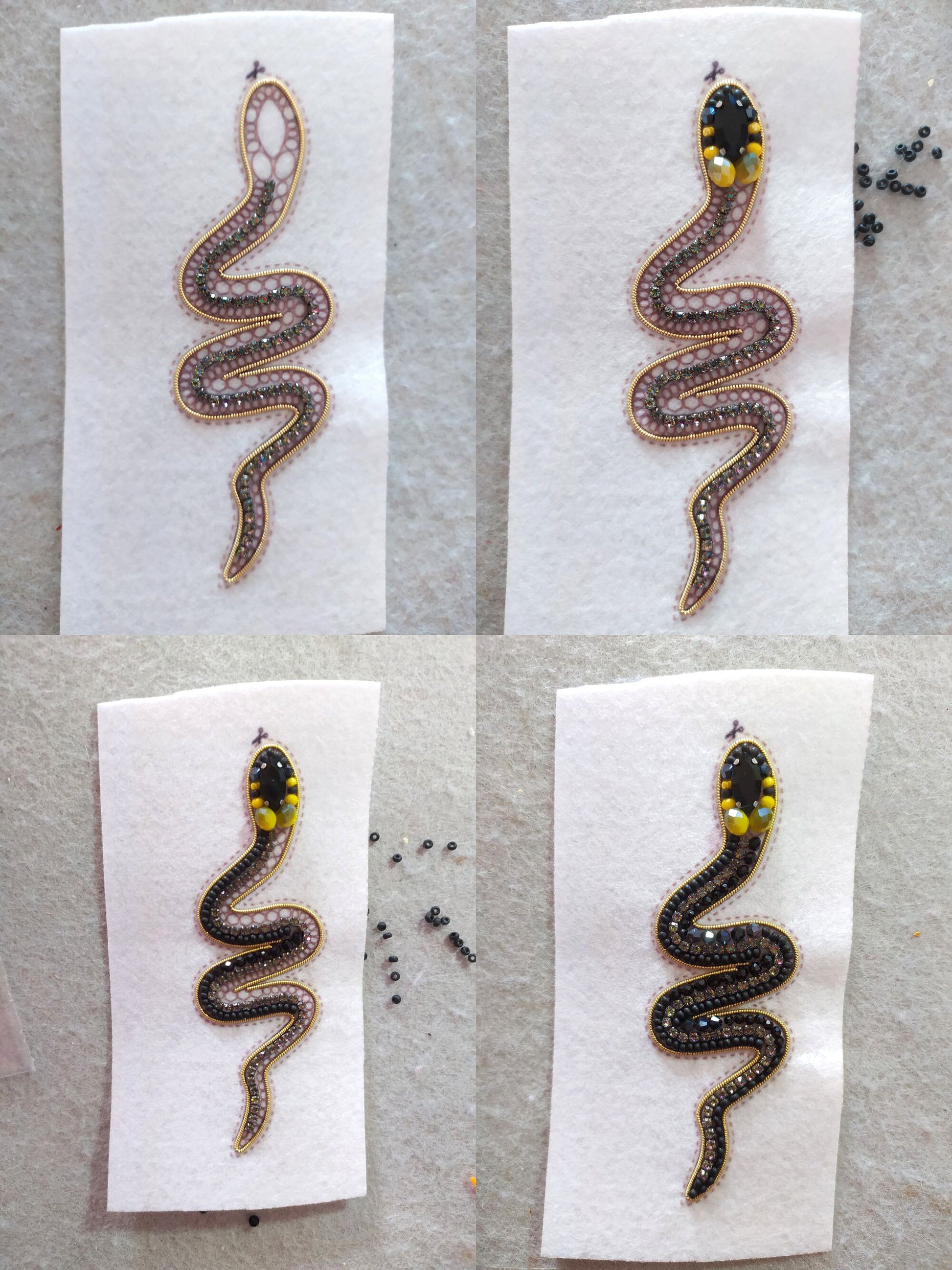 a series of pictures of a snake on a piece of paper