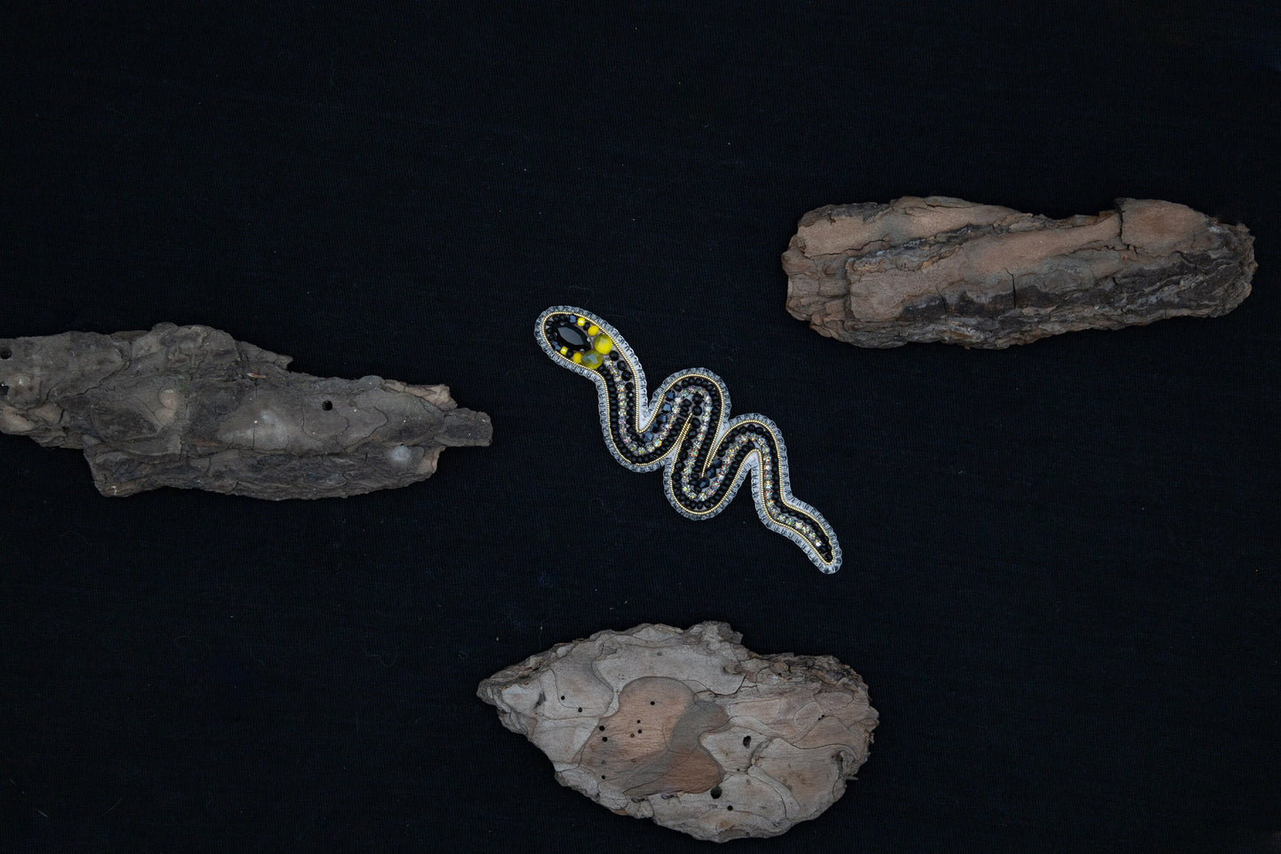 a picture of a snake on a rock