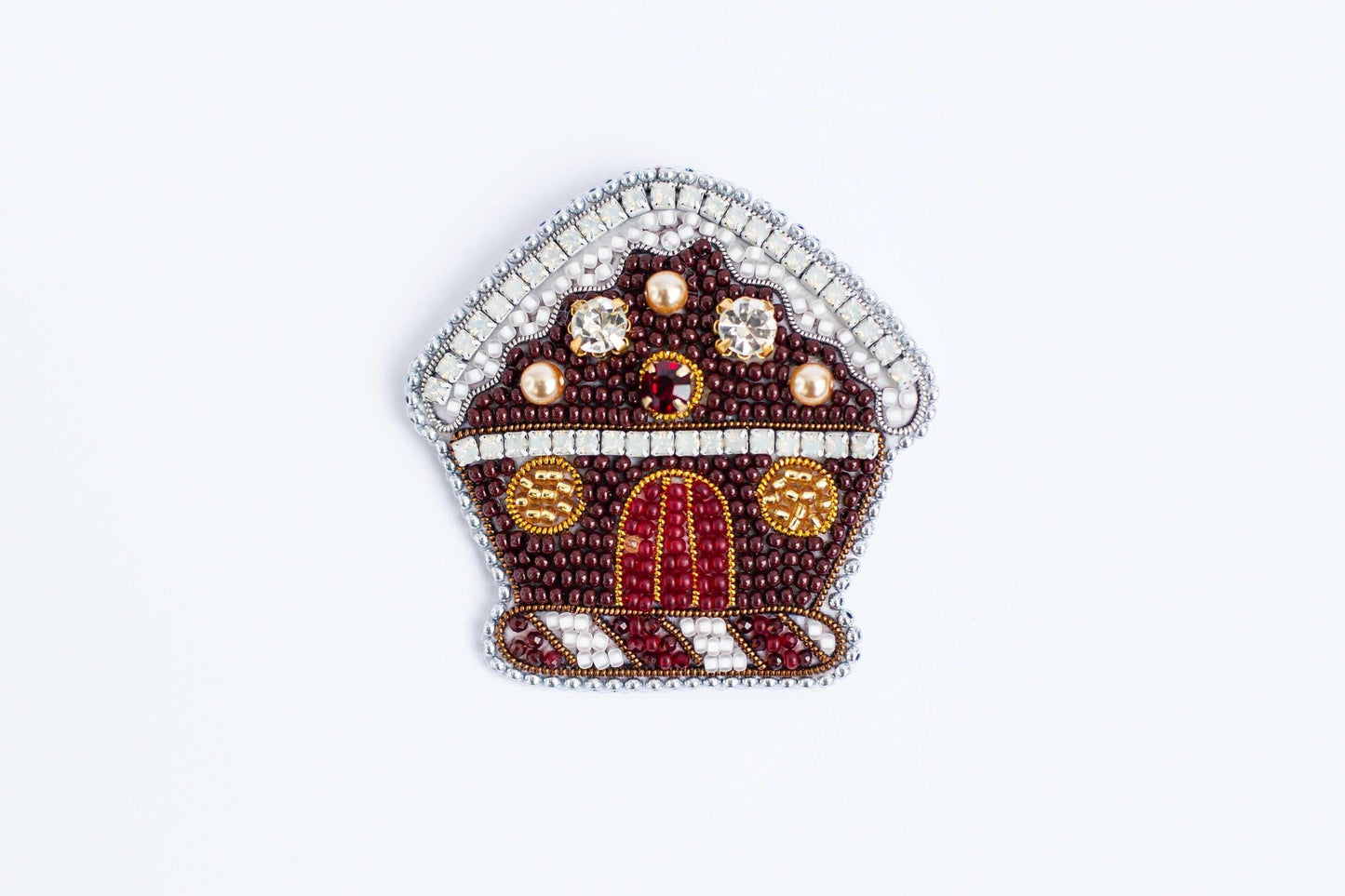 Gingerbread House - Readymade Beaded Brooch