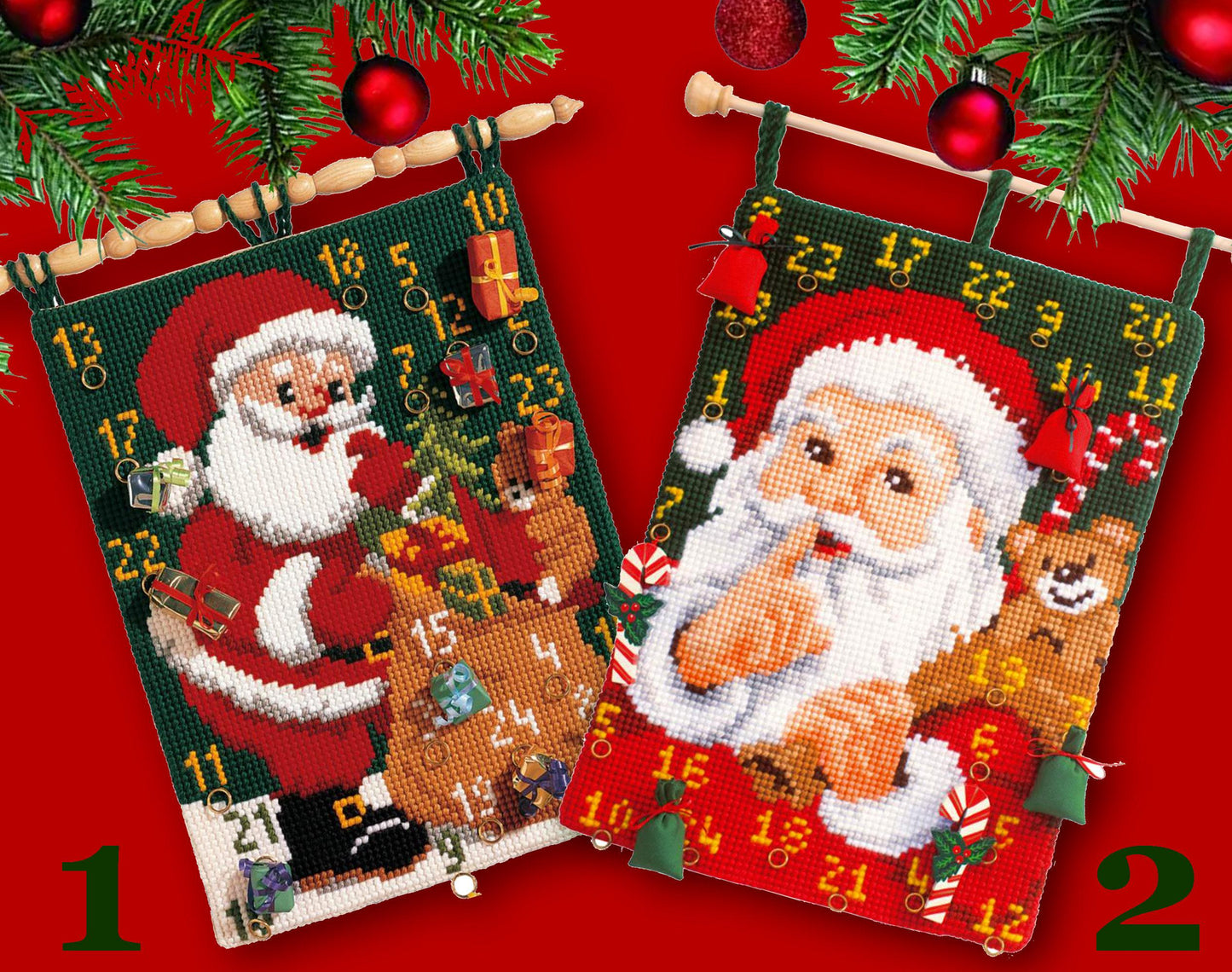 Santa Advent Calendar Cross stitch Embroidery DIY Kits