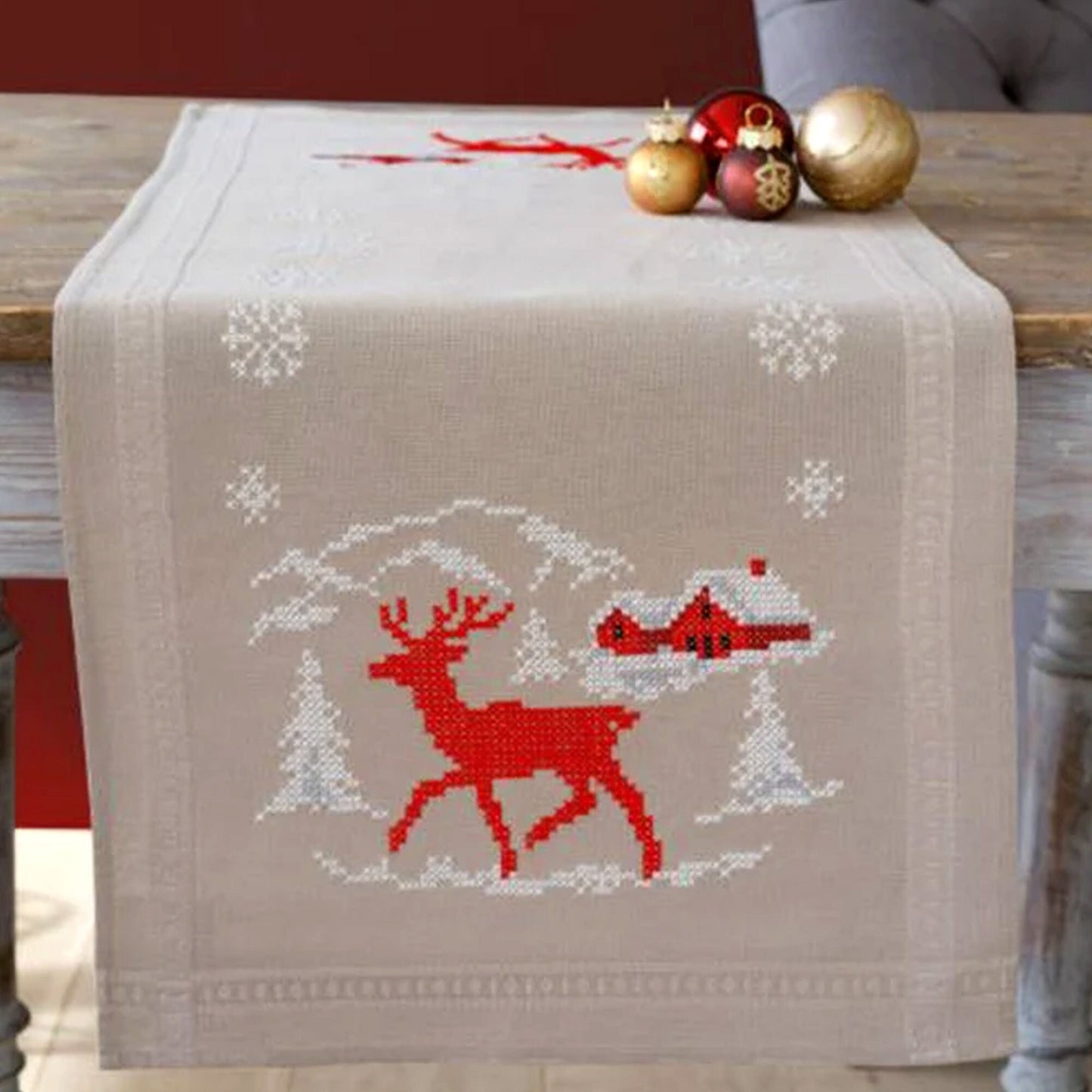 Christmas Table Runner Cross stitch Embroidery DIY Kits