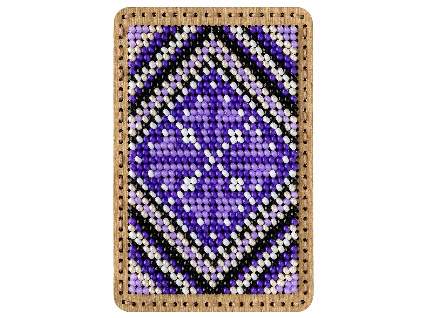 a purple and black beaded phone case