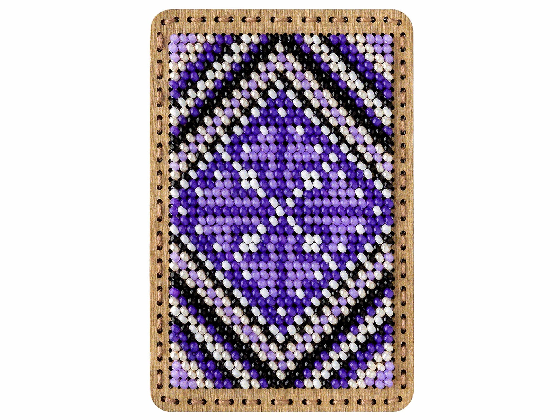a purple and black beaded phone case