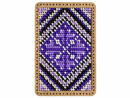 a purple and black beaded phone case