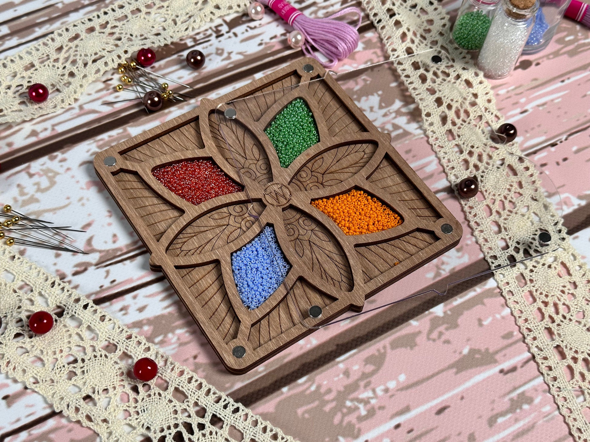 a picture of a piece of art on a table