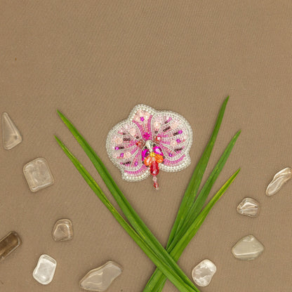 Pink Orchid - Readymade Beaded Brooch