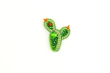 Green Cactus - Readymade Beaded Brooch