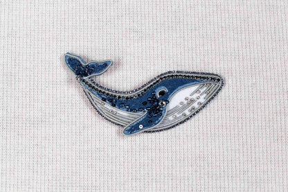 Blue Whale  - Readymade Beaded Brooch