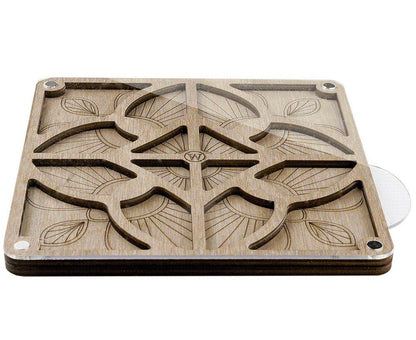 a wooden coaster with a design on it