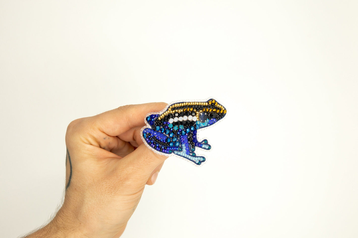 Blue Frog - Readymade Beaded Brooch